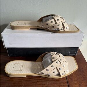 Dolce Vita‎ Isela cream studded flat slide sandals NEW 9.5